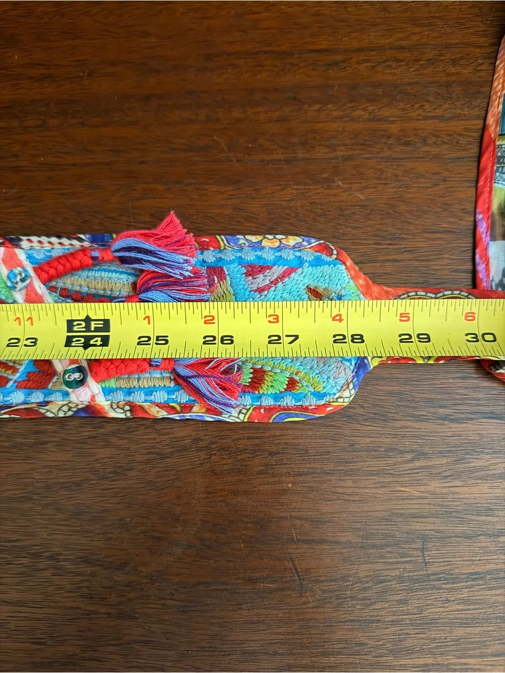 Johnny Was Colorful Boho Embroidered Obi Belt with Tassels